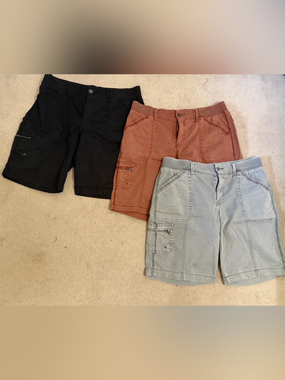 Sonoma Goods for Life Women’s Utility Shorts - 3 pair set - Black, Rust, Grey